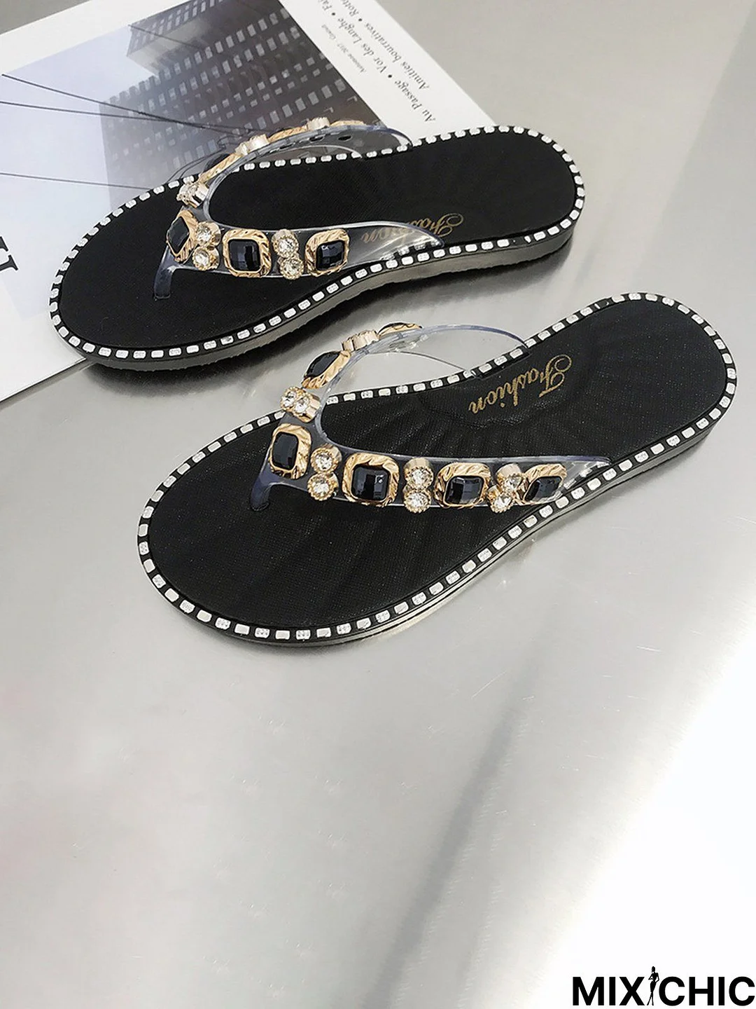 Beaded Diamond Flip Flops