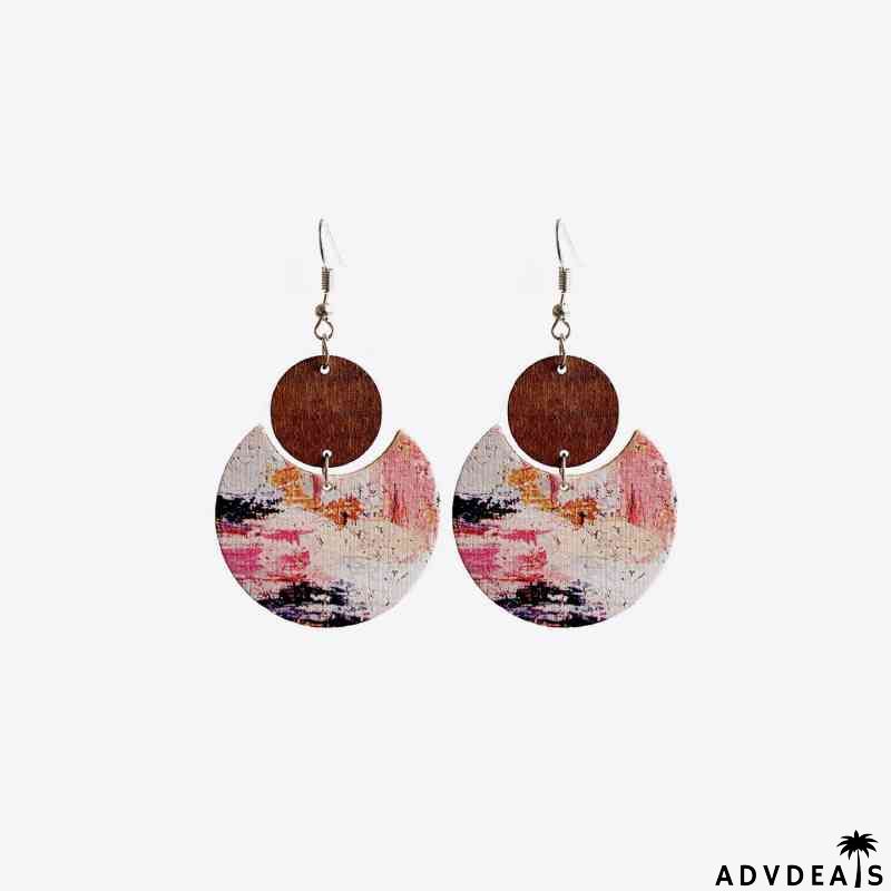 Wood & PU Drop Earrings