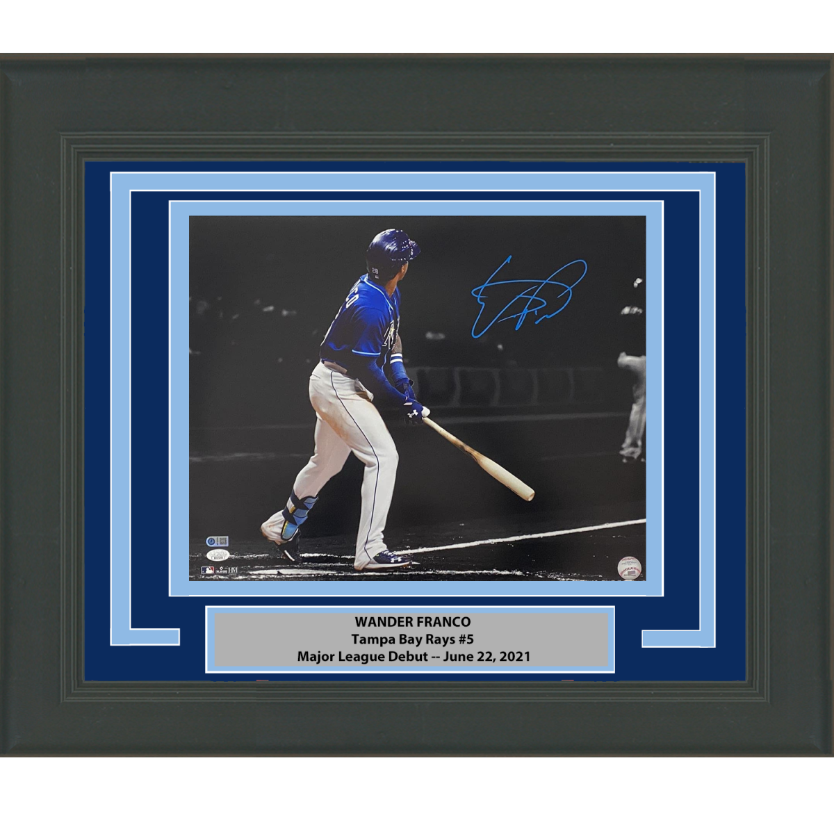 FRAMED Autographed/Signed WANDER FRANCO Rays 16x20 Baseball Photo Poster painting JSA COA #3