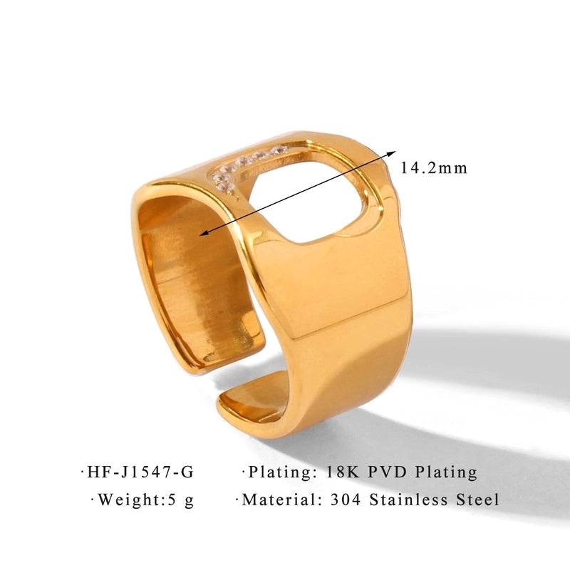 Minimalist Classic Style Solid Color 304 Stainless Steel Plating Rings