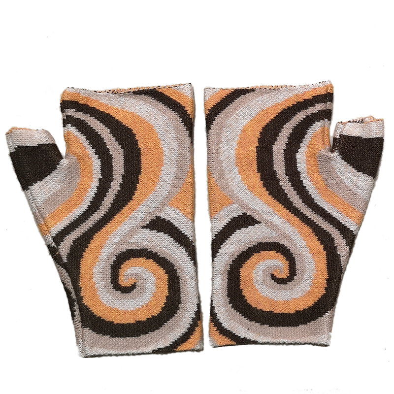 New Women's Embroidered Warm Knit Spiral Jacquard Wool Winter Gloves