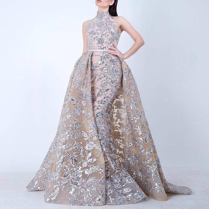 Promsstyle Promsstyle Shining mock neck sleeveless asymmetric mopping hem evening dress Prom Dress 2023