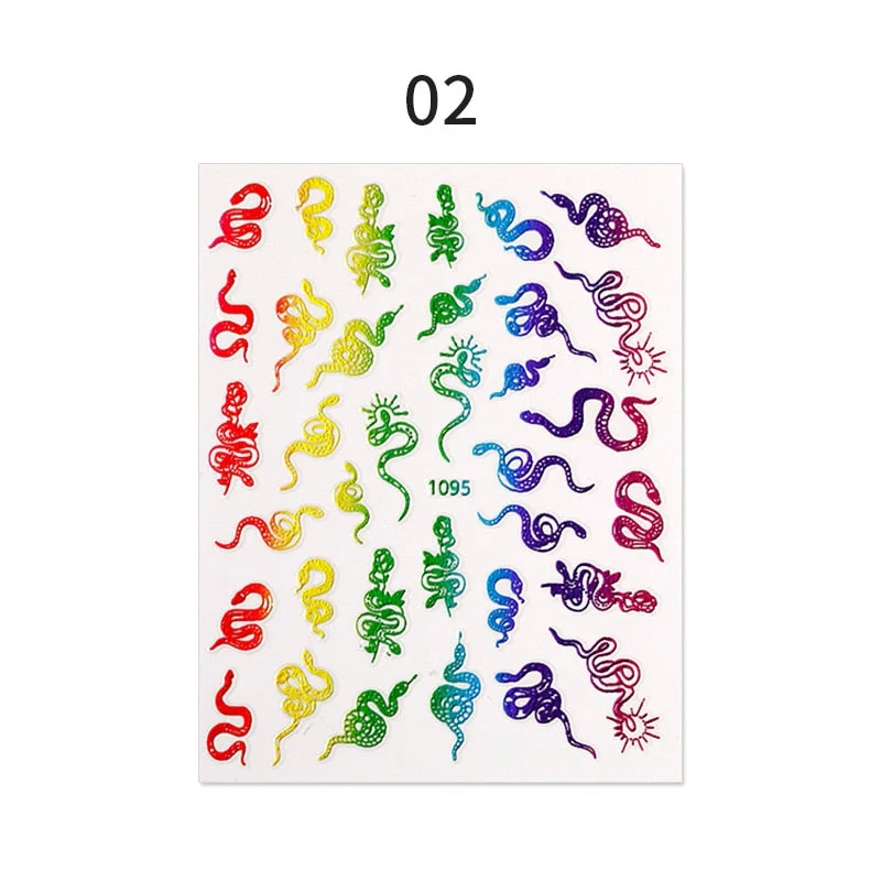 1 Pc Black Snake 3D Nail Stickers for Nails Geometry Animal Texture Design Manicure Dragon Nail Art Decals Sliders DIY Decor-Nail Inspo