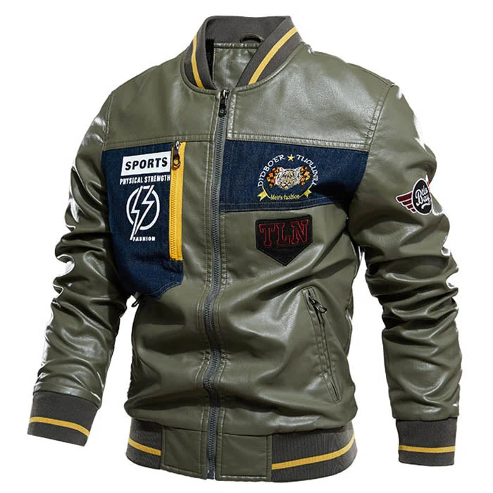 Casual Outdoor Stitching Baseball Men's Jacket