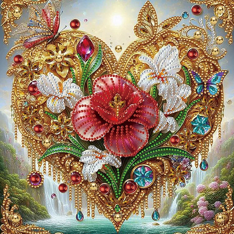 Love Flowers 30*30CM (Canvas) Special Shaped Drill Diamond Painting gbfke