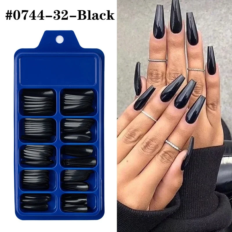 Lamemoria 100/500pcs/opp/box Fake Nails Coffin Nail Tips Press on Nails Natural Clear Long Ballerina DIY False Nail Full Cover-Nail Inspo