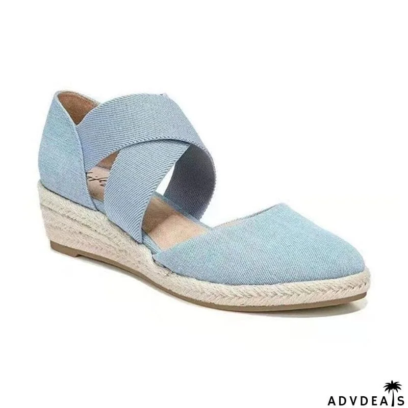 Fashion Cross Strap Wedge Heel Espadrilles Sandals for Women