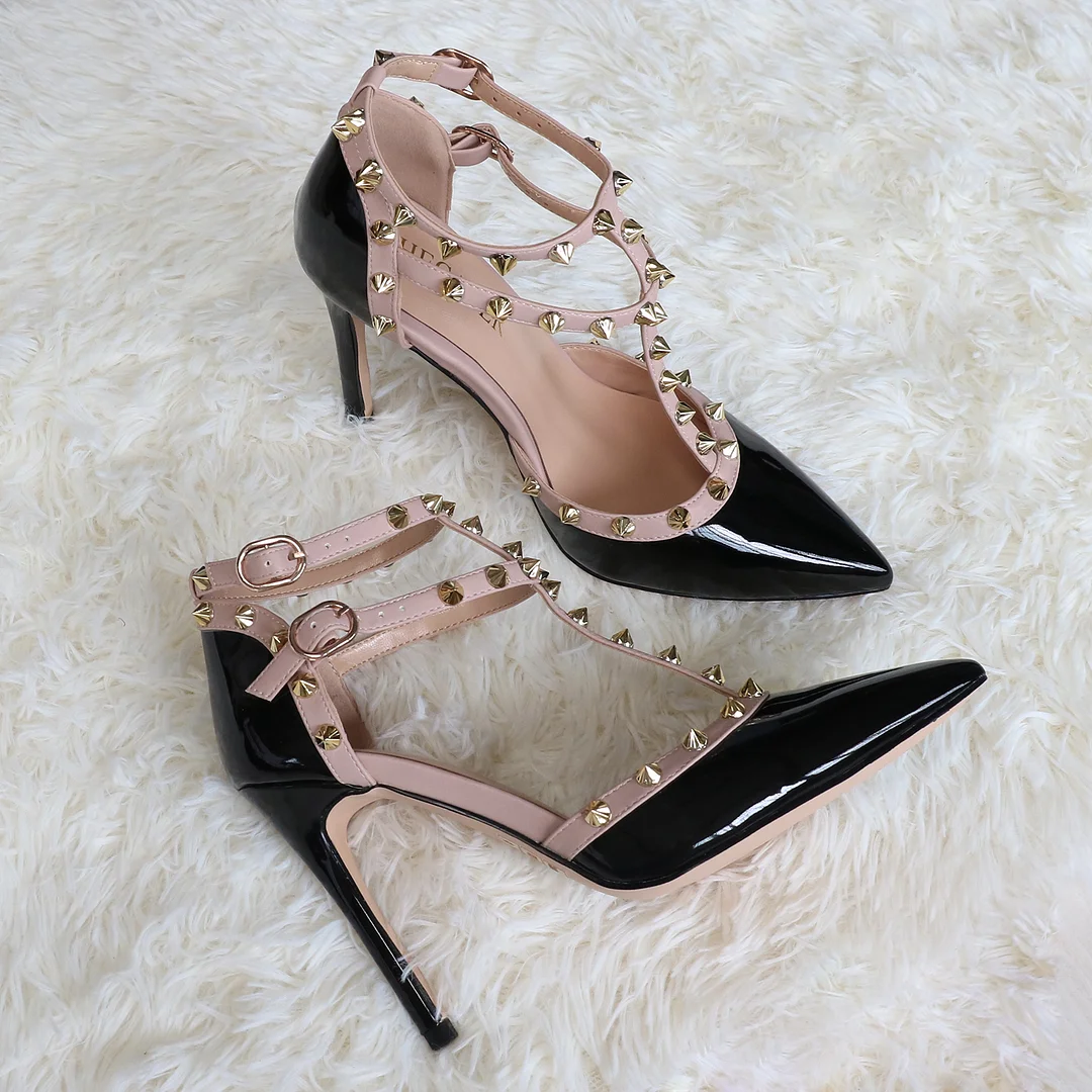 4" Point Rivets Studs Summer Strappy Shoes Party Wedding Heeled Sandals-MERUMOTE