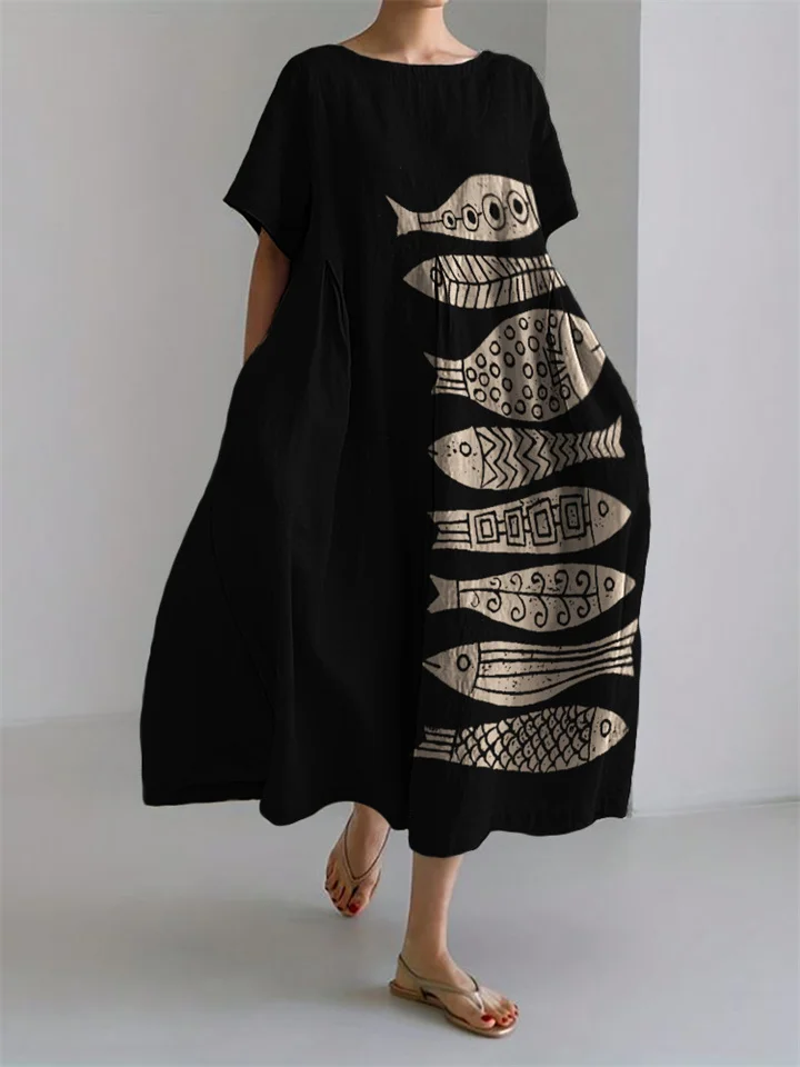 3D Printed Women's Dresses New Large Hem Loose Dresses-JRSEE