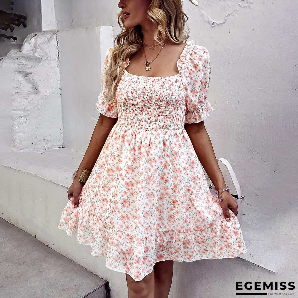 One-shoulder Dress Floral Dress Pastoral Style | EGEMISS