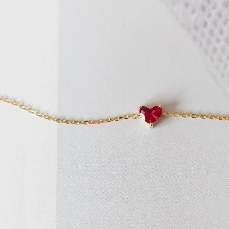 Sweet Heart Shape Sterling Silver Plating Inlay Zircon Bracelets 1 Piece