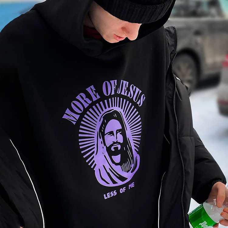 More Of Jesus Print Long Sleeve Hoodie