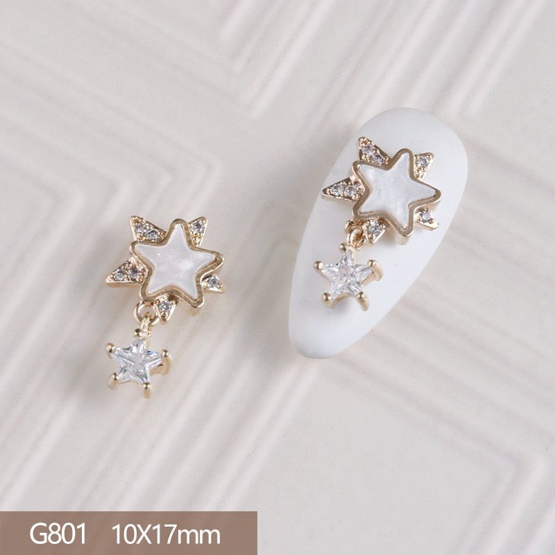 10pcs/lot 3D Love Star Moon Alloy Nail Art Zircon Pearl Crystal Metal Manicure Nails Accessories Supplies Decorations Charms