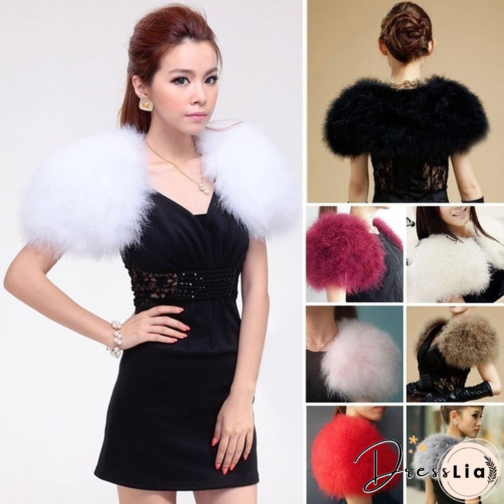 Wedding High Qualtity Real Ostrich Feather Fur Coat Shrug Jacket Colorful