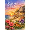 Summer Vacation Full DIY 5D Round Drill Diamond Art Kits Large Size 40*60cm Diamond Dots Paintings Picture Arts Craft Diamond Crystal Rhinestones Painting Kits for Adults/Beginners Gift Idea