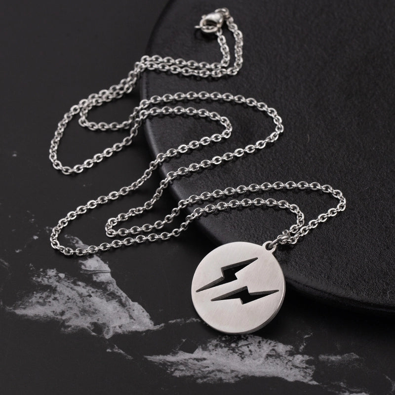 Casual Hip-Hop Minimalist Round Lightning 304 Stainless Steel Polishing Hollow Out Men's Pendant Necklace