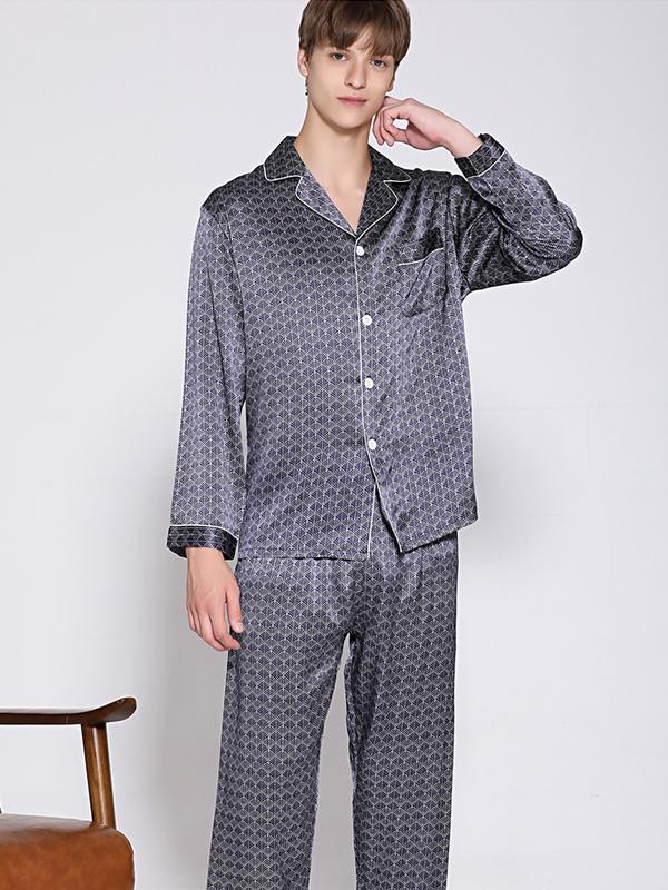 22 MOMME Ensemble Pyjama en soie de luxe à manches longues Affettuoso homme- SOIE PLUS