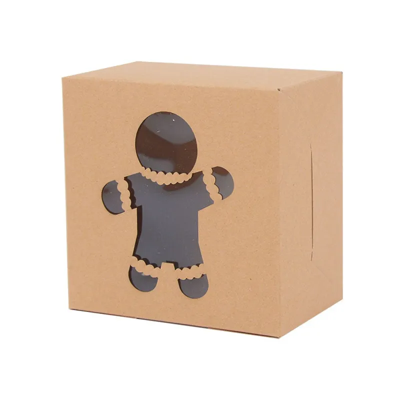5pcs Christmas Kraft Paper Cookie Gift Boxes Candy Box Bags Food Packaging Box Christmas Party Kids Gift New Year Navidad 2021
