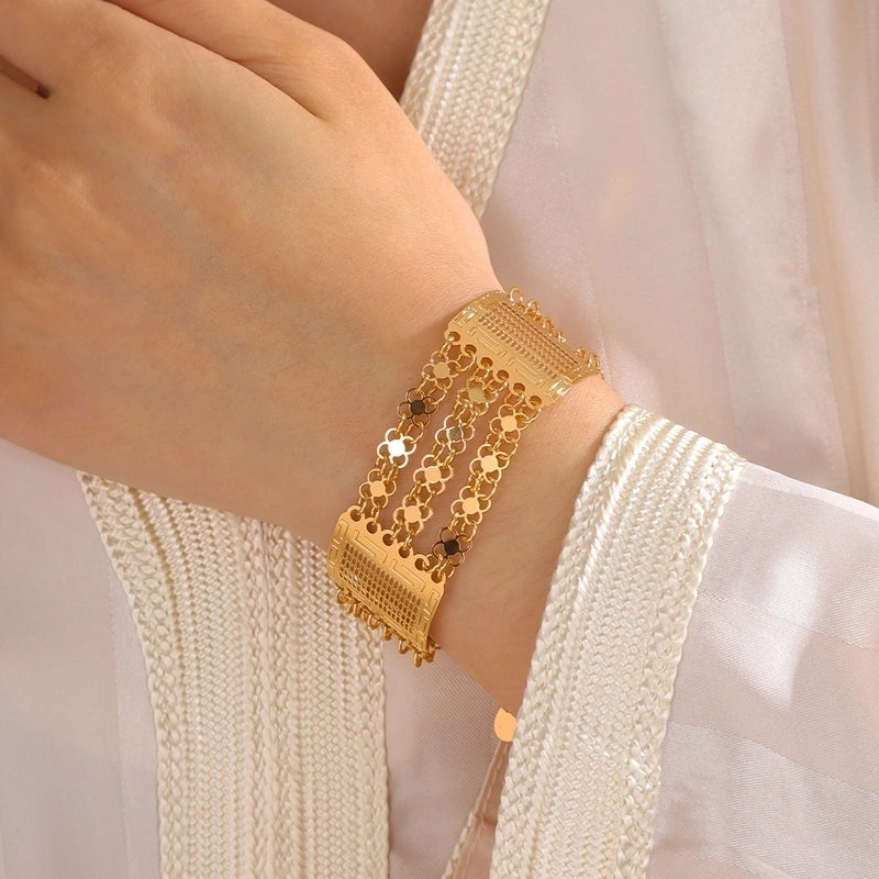Elegant Lady Bridal Geometric Solid Color Copper 18K Gold Plated Bracelets