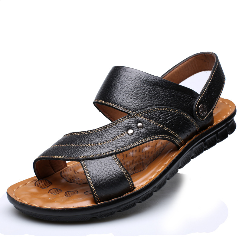 Mature Men Sandals Summer Beach Shoes Adjustable Slippers