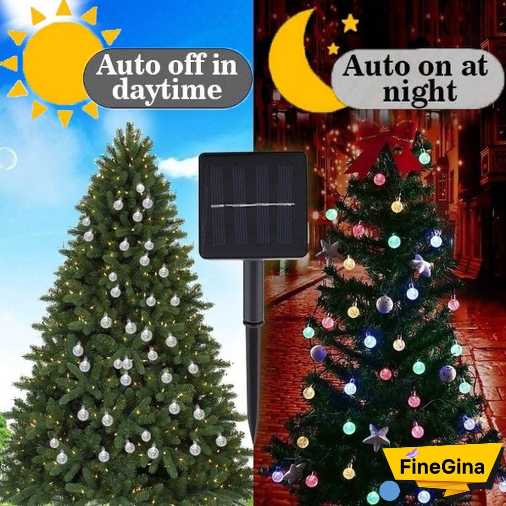 Solar String Lights Garden Outdoor String Lights Waterproof Crystal Ball Fairy Lights, Decoration Lighting for Home, Garden, Patio, Yard, Christmas