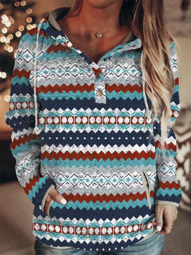 Vintage Print Hoodies Women 2021 New Autumn Fashion Pocket Long Sleeve Streetwear Loose Hoody Ladies Casual Oversized Sweatshirt