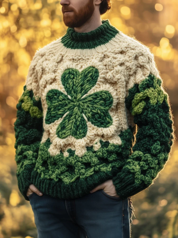 Utbros St. Patrick's Day Men's Hand Knit Sweater