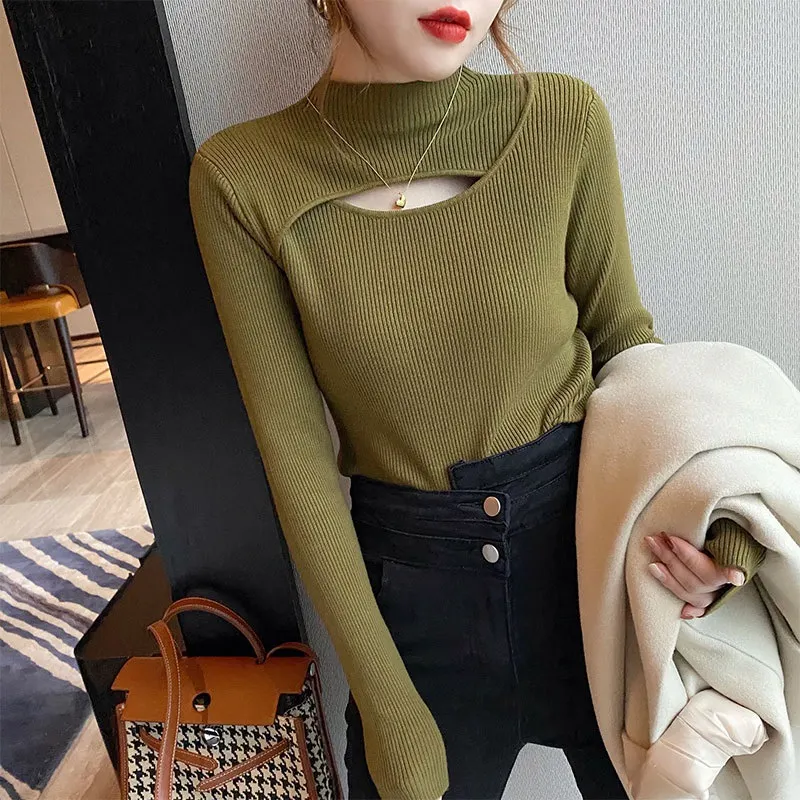 Uveng Uveng Collar Sweater Bottomed Women's New Autumn And Winter Long-Sleeved High-End Windwear Inside The Collar Knitting Top