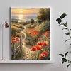 Pfad zwischen Blumen - runder Bohrer Diamond Painting - 30*40cm