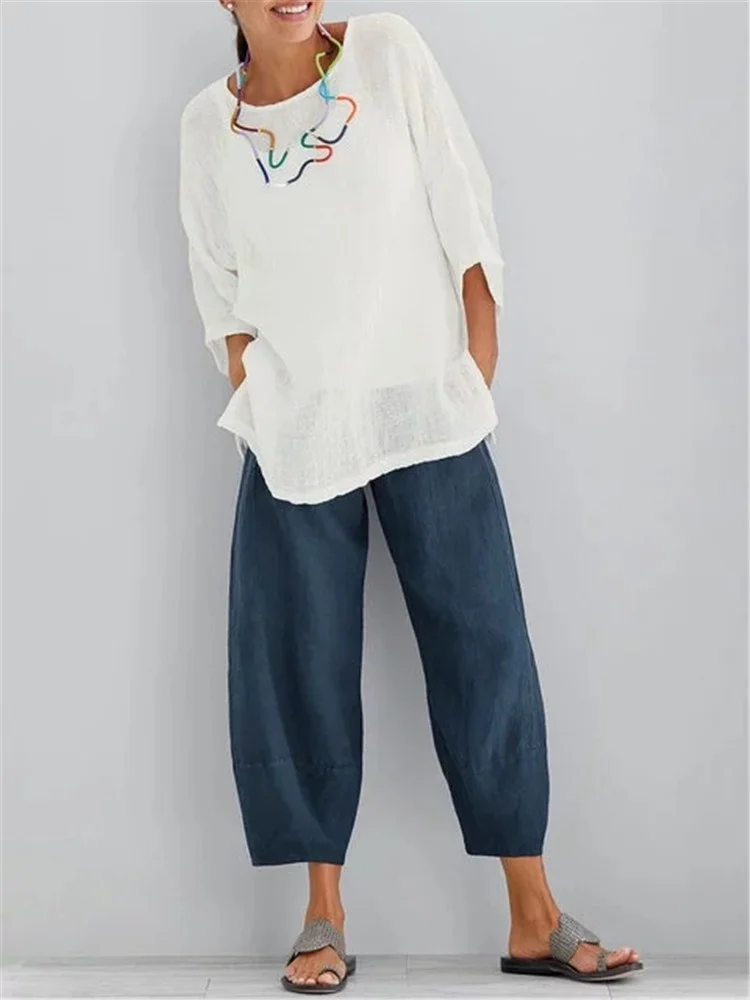Solid Color Casual Fashion Nine Points Casual Pants-INSPIREUSE