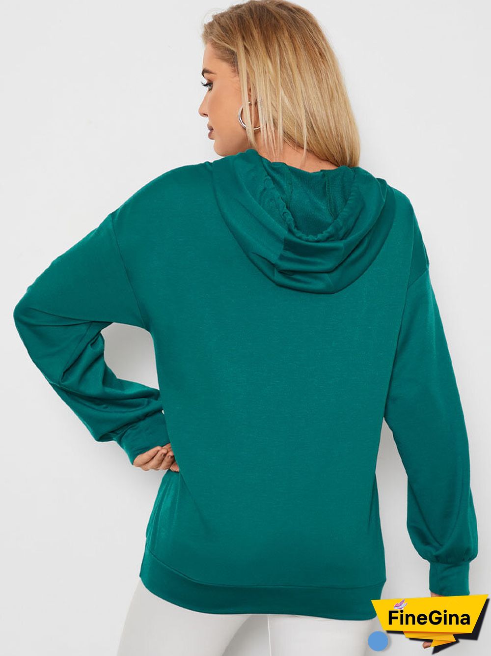 Heart Mesh Kangaroo Pocket Drawstring Loose Hoodie