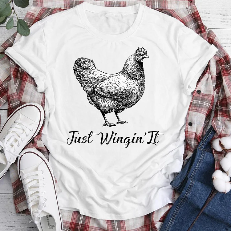 ANB - Just wingin' it Chicken  Retro Tee-05056