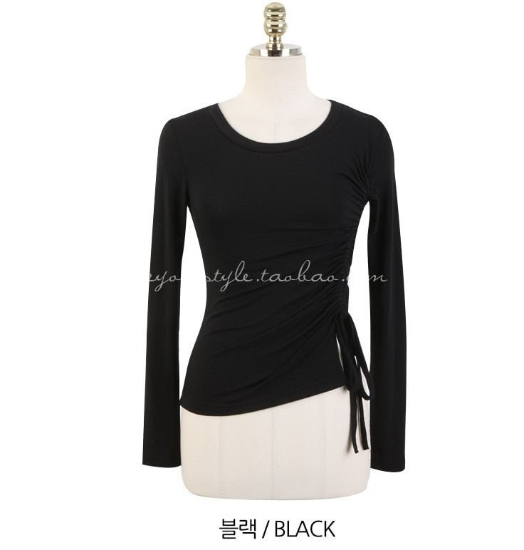 New Top Sexy White T Shirt Women Elasticity T-Shirt Cotton Black Tee Woman Clothes Slim Tshirt Female Skinny Long Sleeve Tops