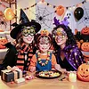 4PCS DIY Diamond Painting Halloween Glasses for Kids and Adults, Funny Crystal Rhinestone Art Eyewear Decoration for Halloween Party Favors, Photo Booth Props, No Lenses