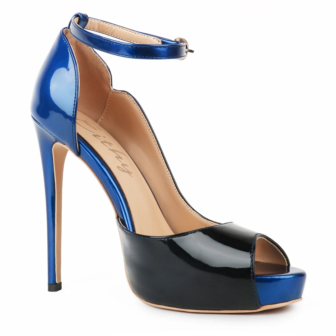 120mm Strap Platform Stilettos Pumps Patent Summer Sandals Apricot Bottom-MERUMOTE