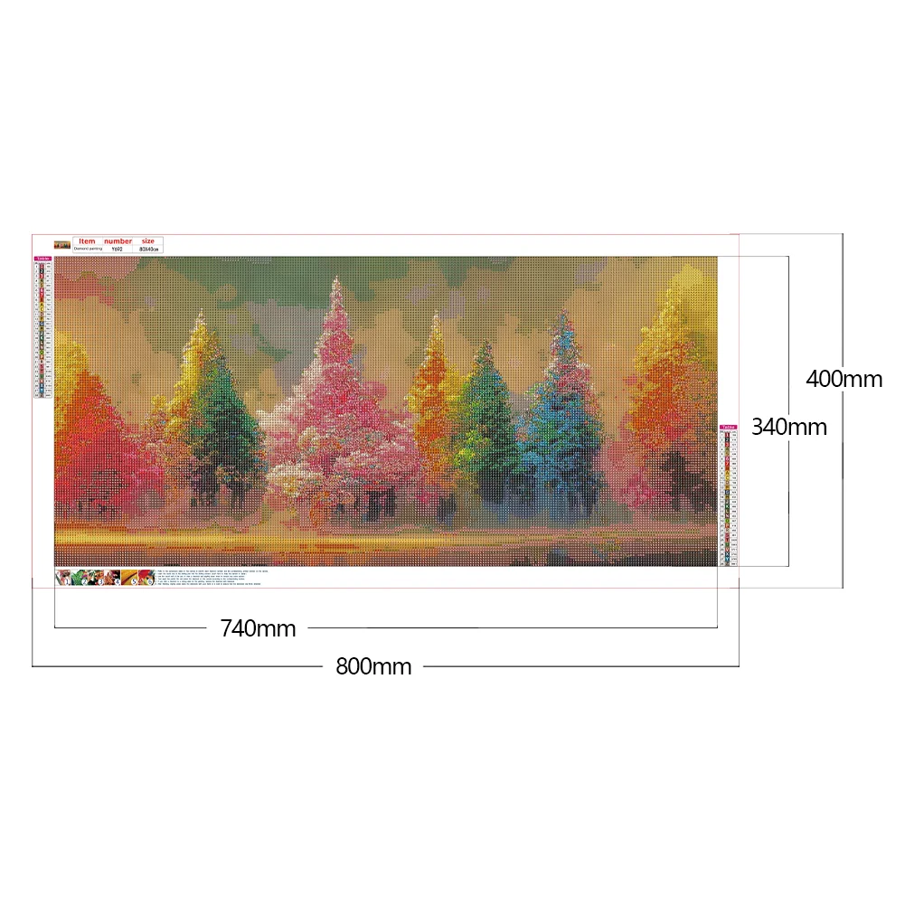 Diamond Painting - Full Round Drill - Painted Trees(80*40cm)