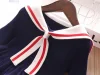 Kid Baby Girls Rabbit Sailor Collar New Knitted Preppy Dress