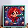 Girl Holding A Telescope-11CT Stamped Cross Stitch 45*45cm/17.72*17.72in