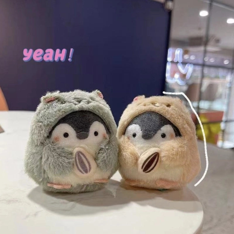 Japanese Cartoon Penguin Crossdressing Hamster Holding Melon Seeds Plush Doll Pendant Hamster Penguin Bag Ornaments