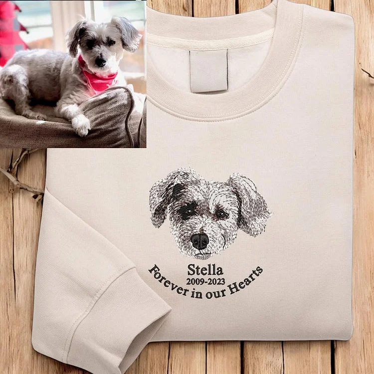 Embroidered Dog Sweatshirt, Custom Embroidered Dog Name Sweatshirt Hoodie T-shirt Pet Memorial Gift