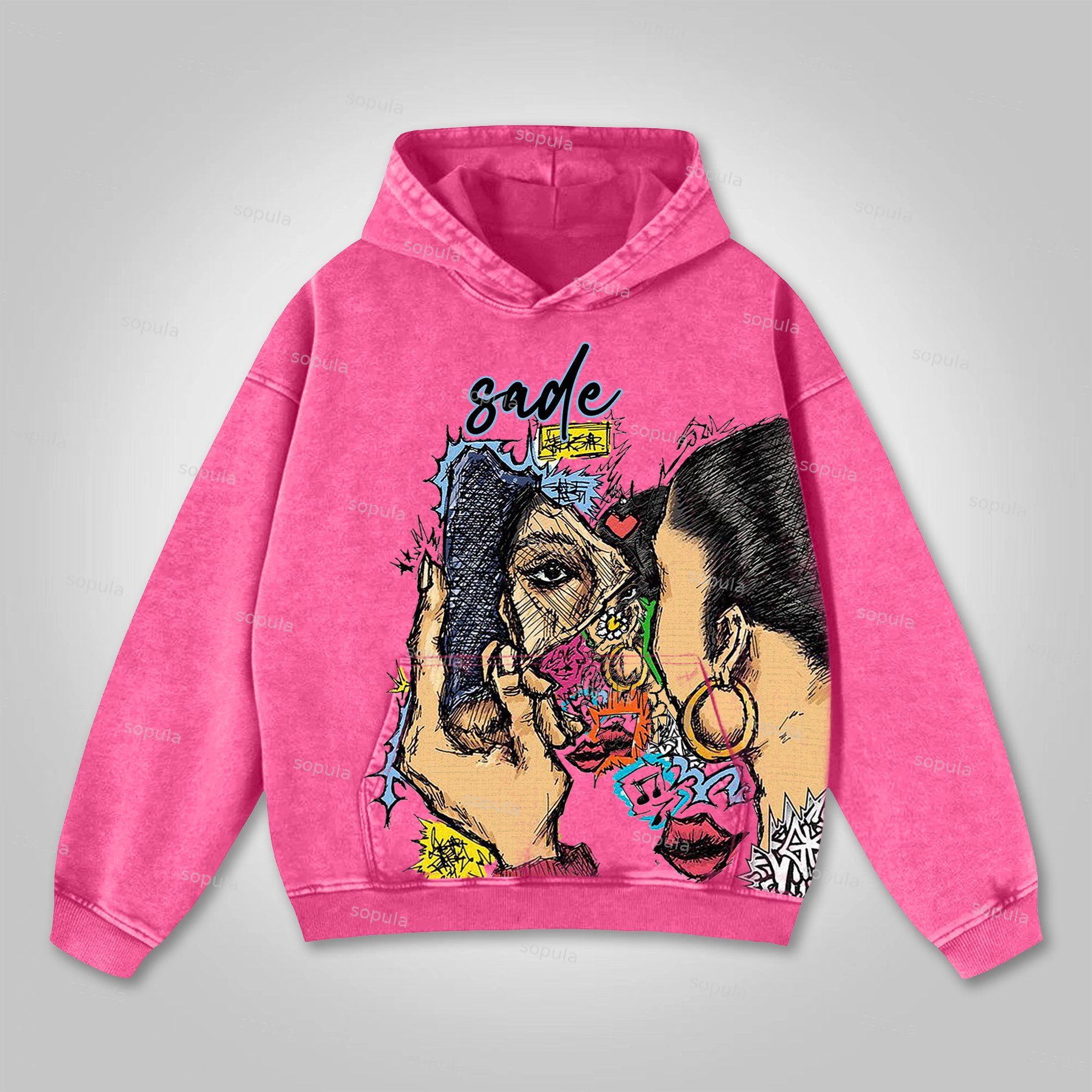 Sopula Vintage Sade Adu Graphic Print Washed Hoodie - SOPULA