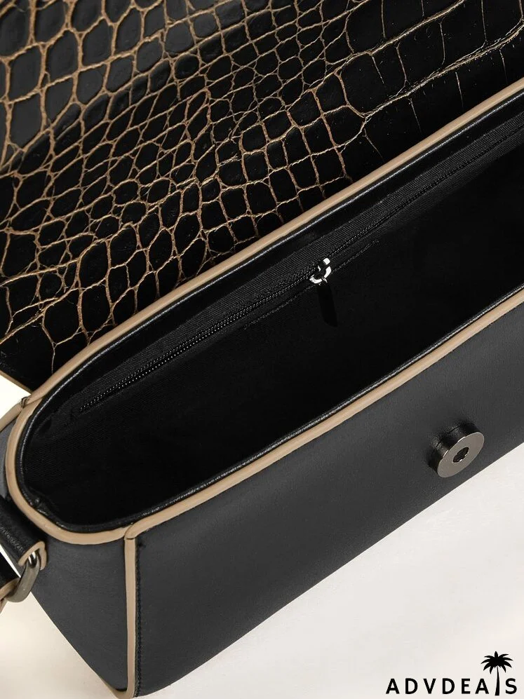 Croc Embossed Flap Crossbody Bag