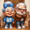 Diamond Painting-DIY Full Round Drill Lovely Old Couple