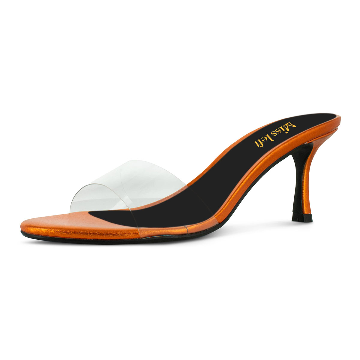 Orange Transparent Strap Open Toe Stiletto Heel Slip-On Slide Sandals Nicepairs