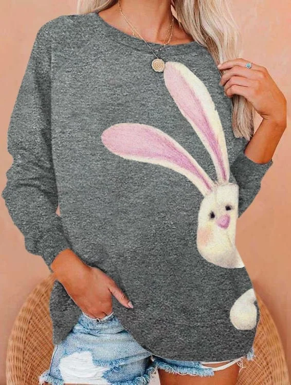 Women's Easter Cute Bunny Print Sweatshirt socialshop