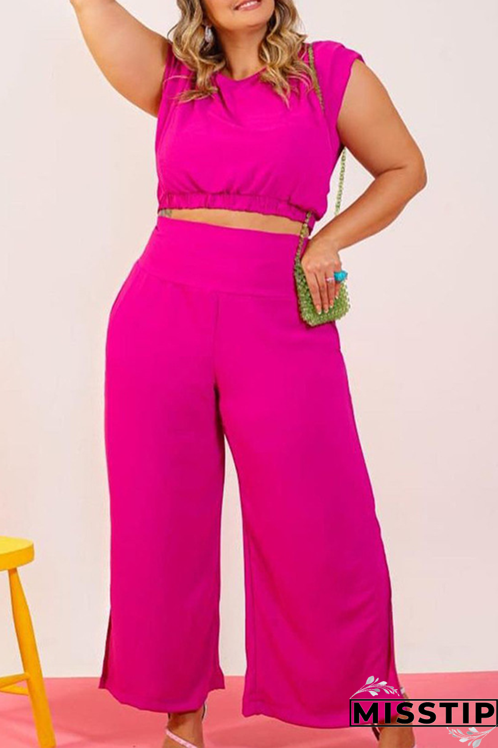 Black Casual Solid Patchwork O Neck Plus Size Two Pieces