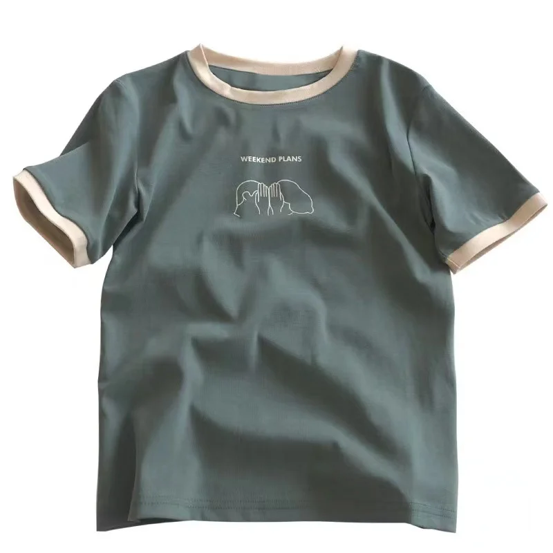 Brownm Brownm Slim Short-Sleeved T-Shirt Women 2024 Summer New Bottom Shirt Students Casual Korean Version Jacket Women's Wear