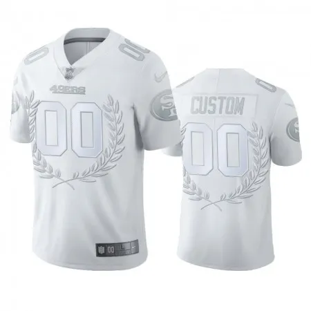 Men's San Francisco 49ers Customized White MVP Platinum Stitched Jersey