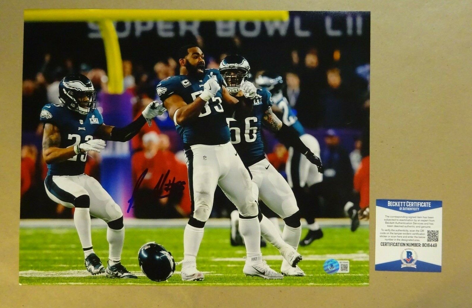 Signed BRANDON GRAHAM Autographed Philadelphia Eagles Photo Poster painting 11X14 BECKETT COA