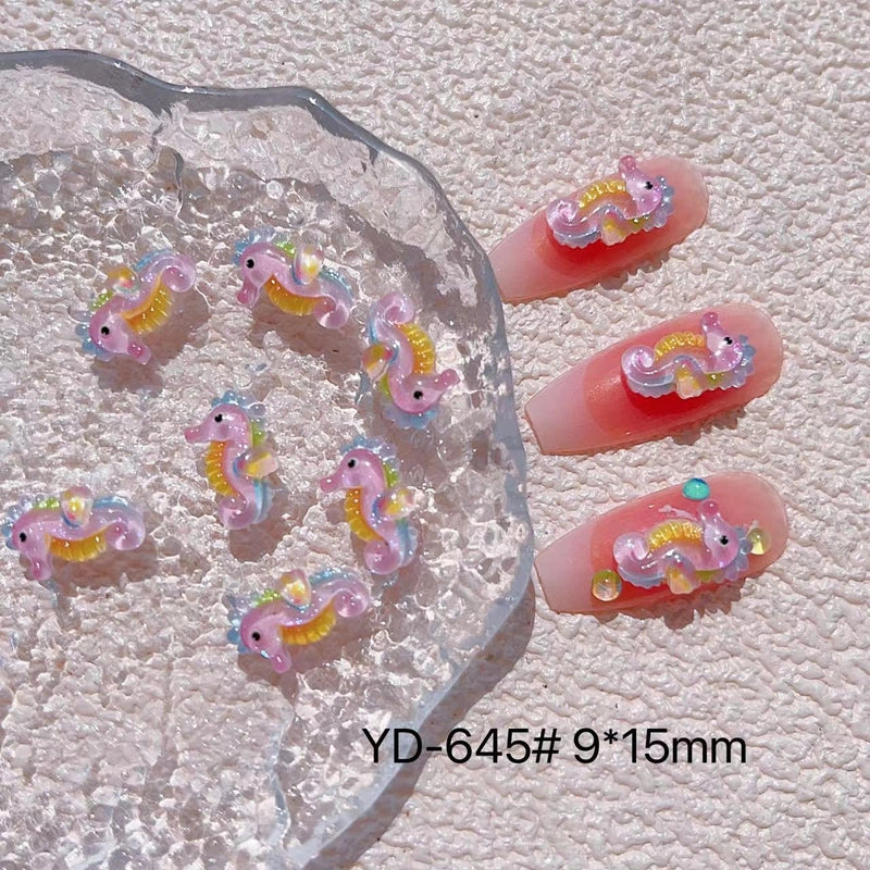 Cute Sweet Dolphin Hippocampus Shell Resin Nail Decoration Accessories 10 PCS/Package